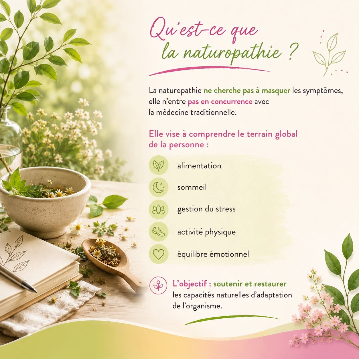 Naturopathie — accompagnement global et personnalisé